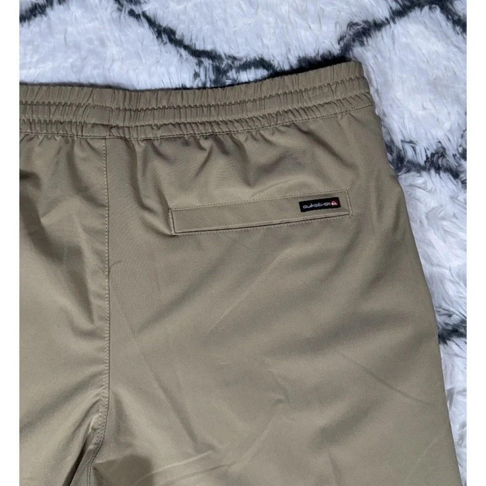 QUIKSILVER‎ Seaside Elastic Waist Hybrid Swim Shorts Khaki Men's Sz L *NEW* $50